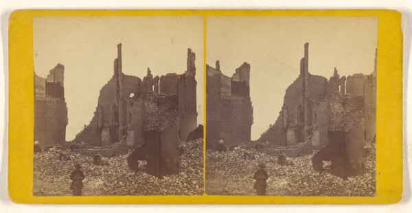 Unknown, [Looking up Summer Showing ruins cor. Summer & High. Boston Ruins.]