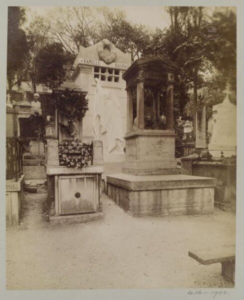 Atget, Jean-Eugène-Auguste, Monument to the Raspail Family by Antoine Etex in the cemetery Père Lachaise, Paris