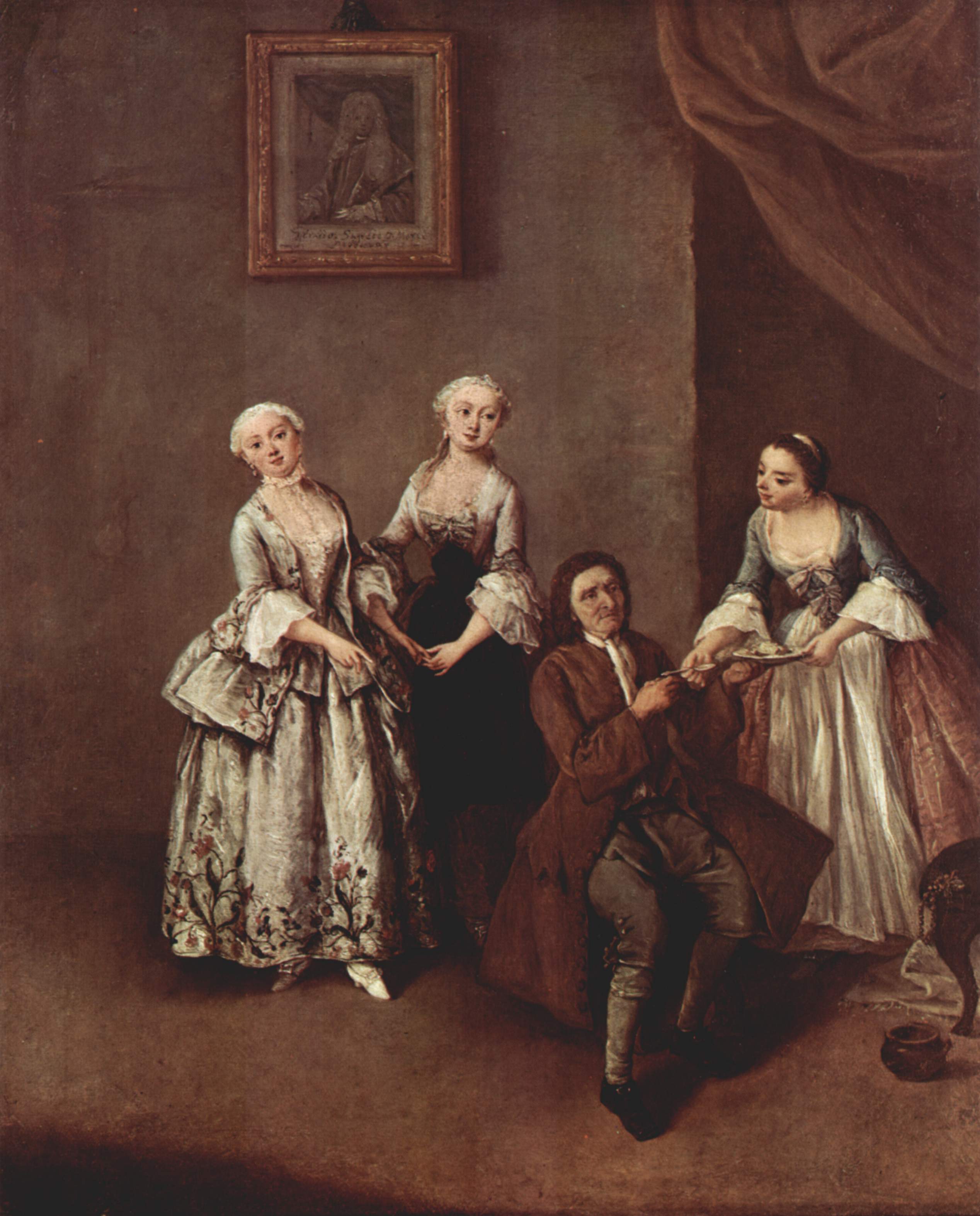Pietro Longhi, An Interior with Three Women and a Seated Man