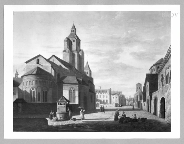 Job Adriaenszoon Berckheyde, view of a street with church