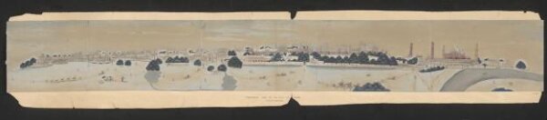 Unknown, Panoramic view of the city of Lahore showing the Lahore Fort on the right.