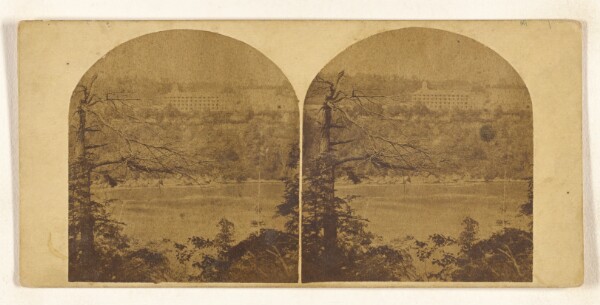 New York Stereoscopic Company, Niagara Falls, N.Y. Across the river, from the American side, Clifton House opposite.