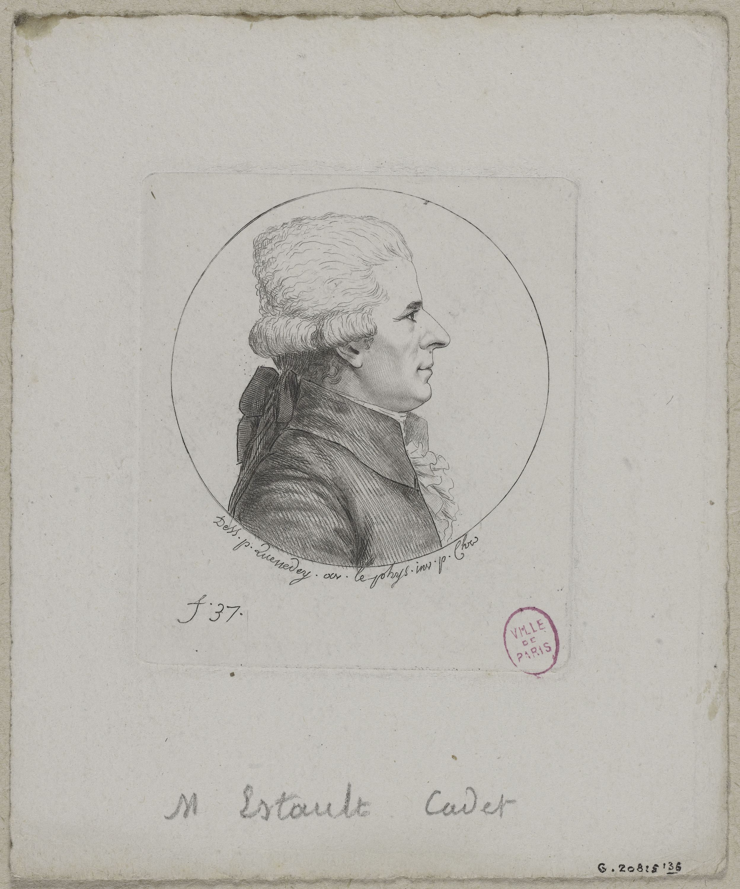 Edmé Quenedey, Portrait de Monsieur Estault, cadet