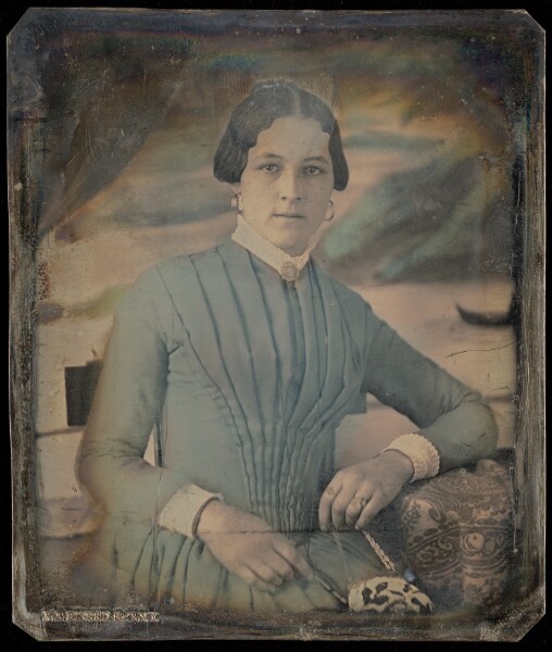 Unknown, [Portrait of a Seated Woman Holding Purse]