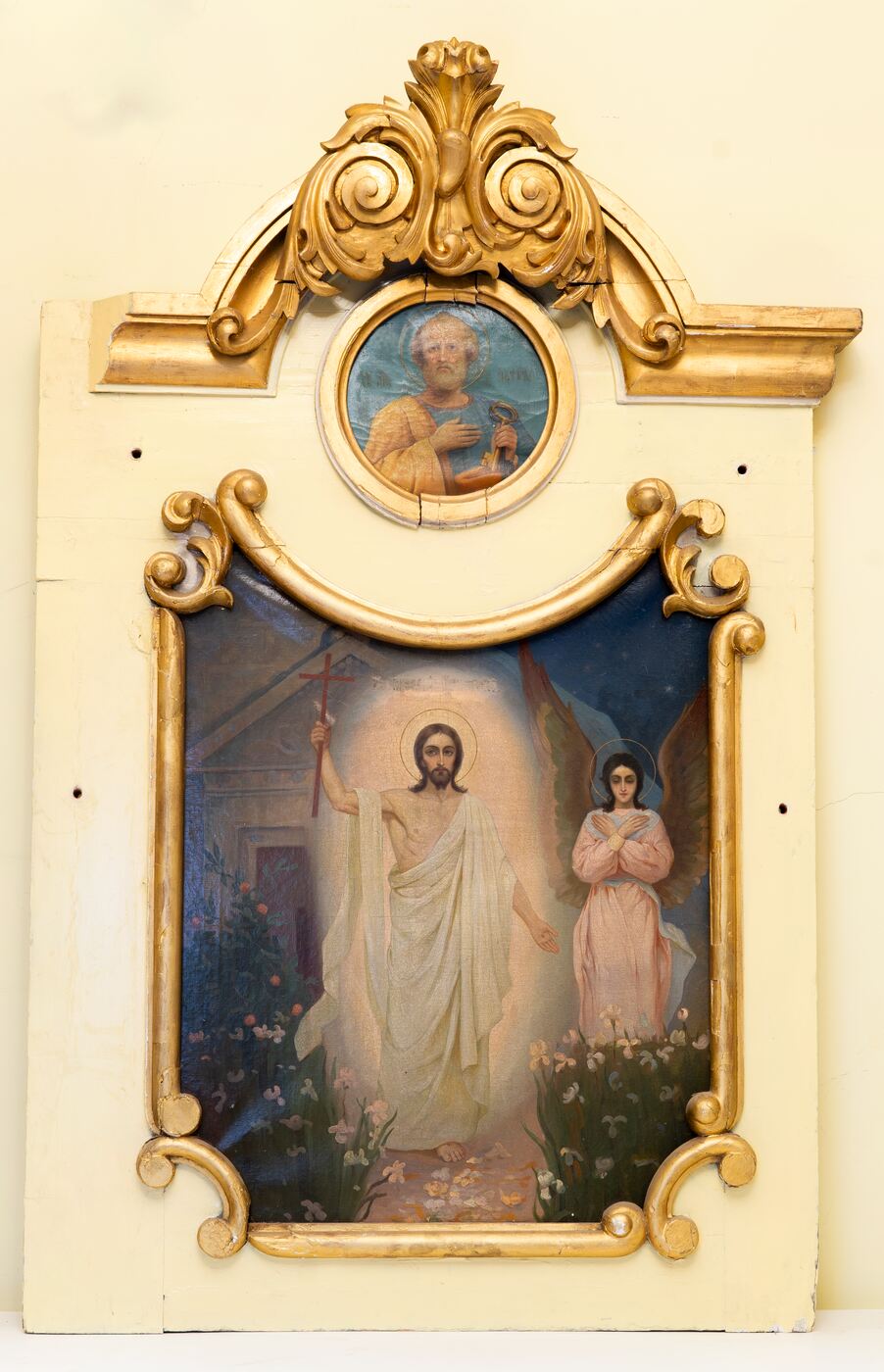 Unknown artist, Marijampolės Šv. Nikolajaus stebukladario cerkvės (dab. Šv. Vincento Pauliečio bažn.) ikonostaso (?) fragmentas. Jėzaus Kristaus Prisikėlimas