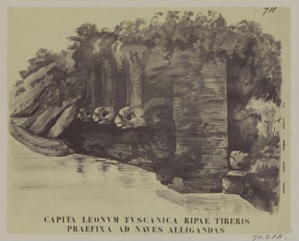 Parker, John Henry, Tiber. Etruscan Lions' Heads on the bank of the Tiber, for carrying a pole for fastening vessels.