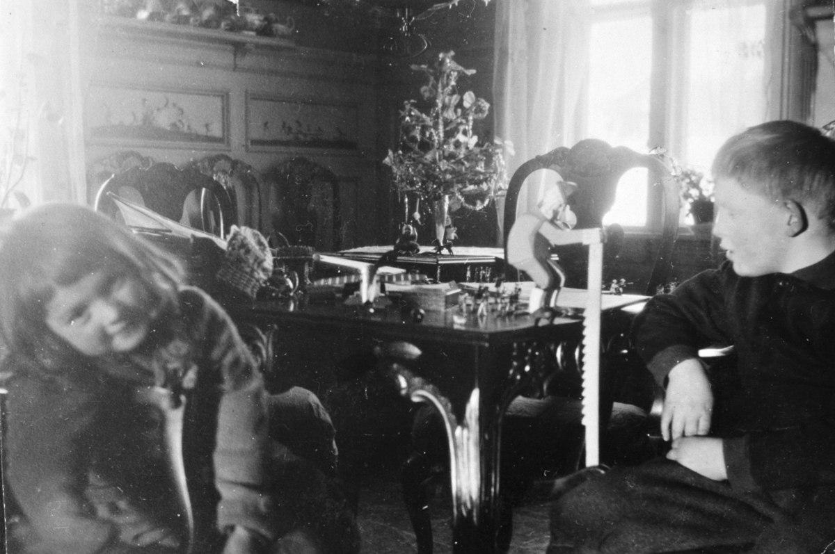 Anno Domkirkeodden, INTR: SPISESTUE, SPISEBORD, STOLERBESTYRERBOLIGEN, HASSELBAKKEN, KLEVFOS, INDUSTRIMUSEUMBarna til bestyrer Torp. Løten. Ådalsbruk.