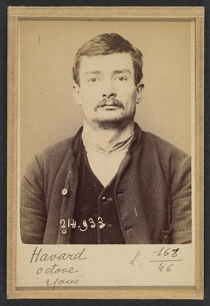 Alphonse Bertillon, Havard. Octave, Onésime. 25 ans, né à Hedouville (Calvados). Polisseur. Anarchiste. 1/3/94.