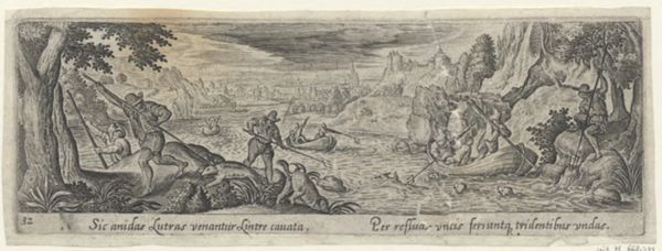 Collaert, Adriaen, (-1618), (printmaker), Venationis, piscationis, et aucupii typi: Otter hunt