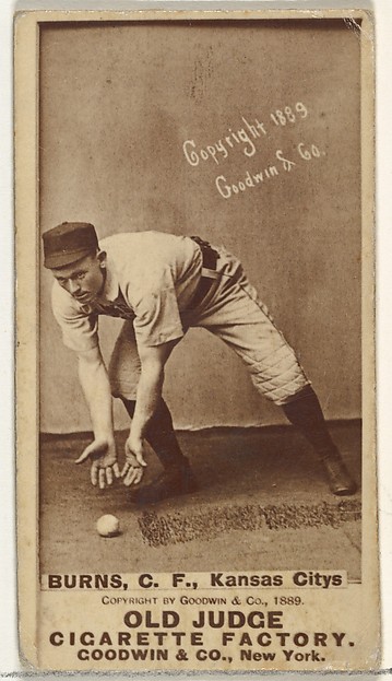 Goodwin & Company, James M. "Jim" Burns, Center Field, Kansas City Cowboys, from the Old Judge series (N172) for Old Judge Cigarettes
