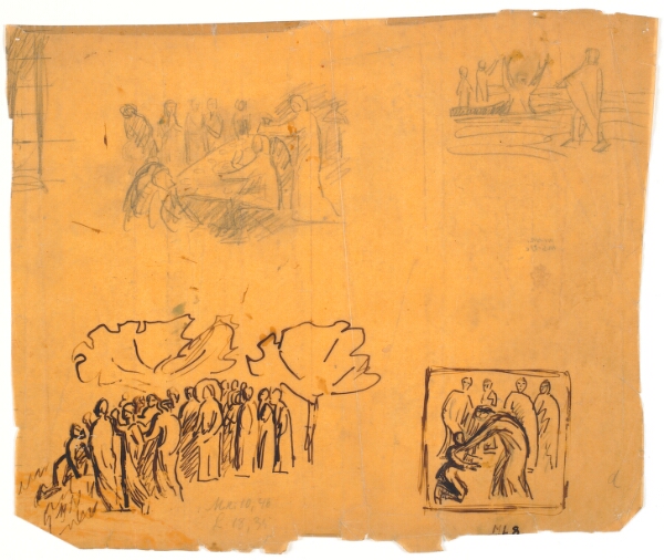 Niels Larsen Stevns, Kompositionsudkast til bl.a. maleriet "Den blinde ved vejen råber efter Kristus", 1910