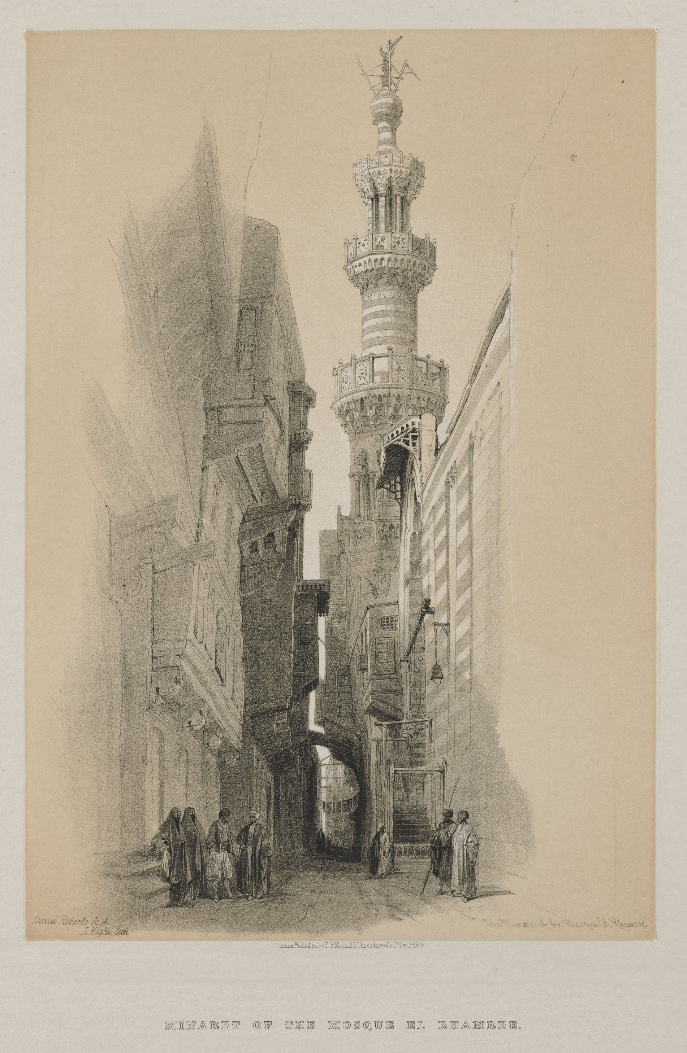 Louis Haghe, Egypt and Nubia, Volume III: The Minaret of the Mosque El Rhamree