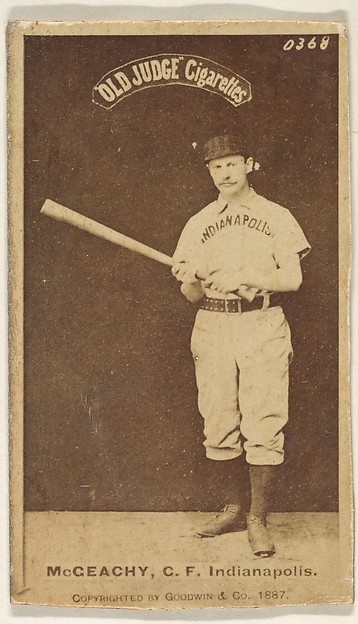 Goodwin & Company, Jack McGeachey, Center Field, Indianapolis, from the Old Judge series (N172) for Old Judge Cigarettes