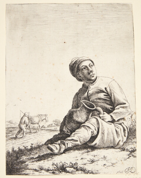 Herman Saftleven, Siddende bonde med en kande i hænderne