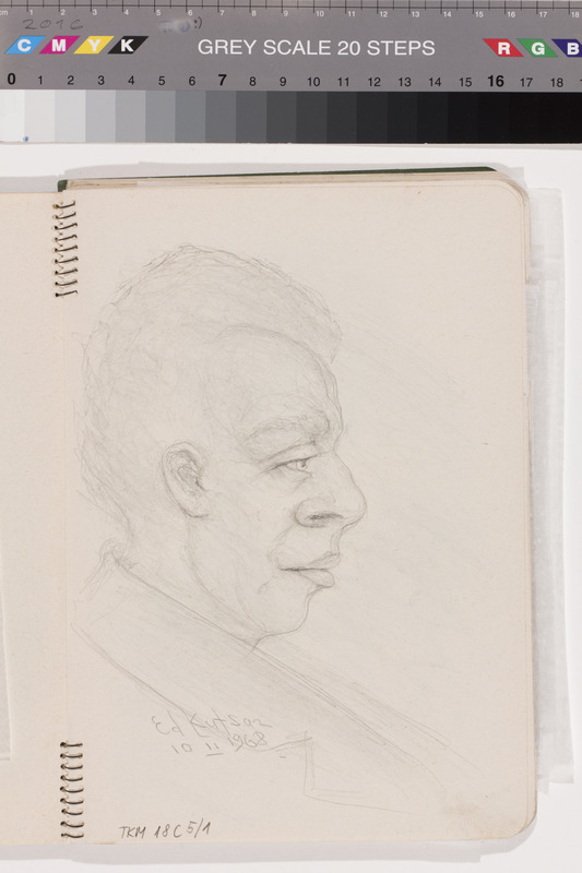 Eduard (autor) Kutsar, Man’s portrait/Woman with hat. Sheet of spiral block of drawings