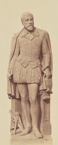 Édouard Baldus, ["Androuet du Cerceau", Statue by Georges Diébolt, Decoration of the Louvre, Paris]
