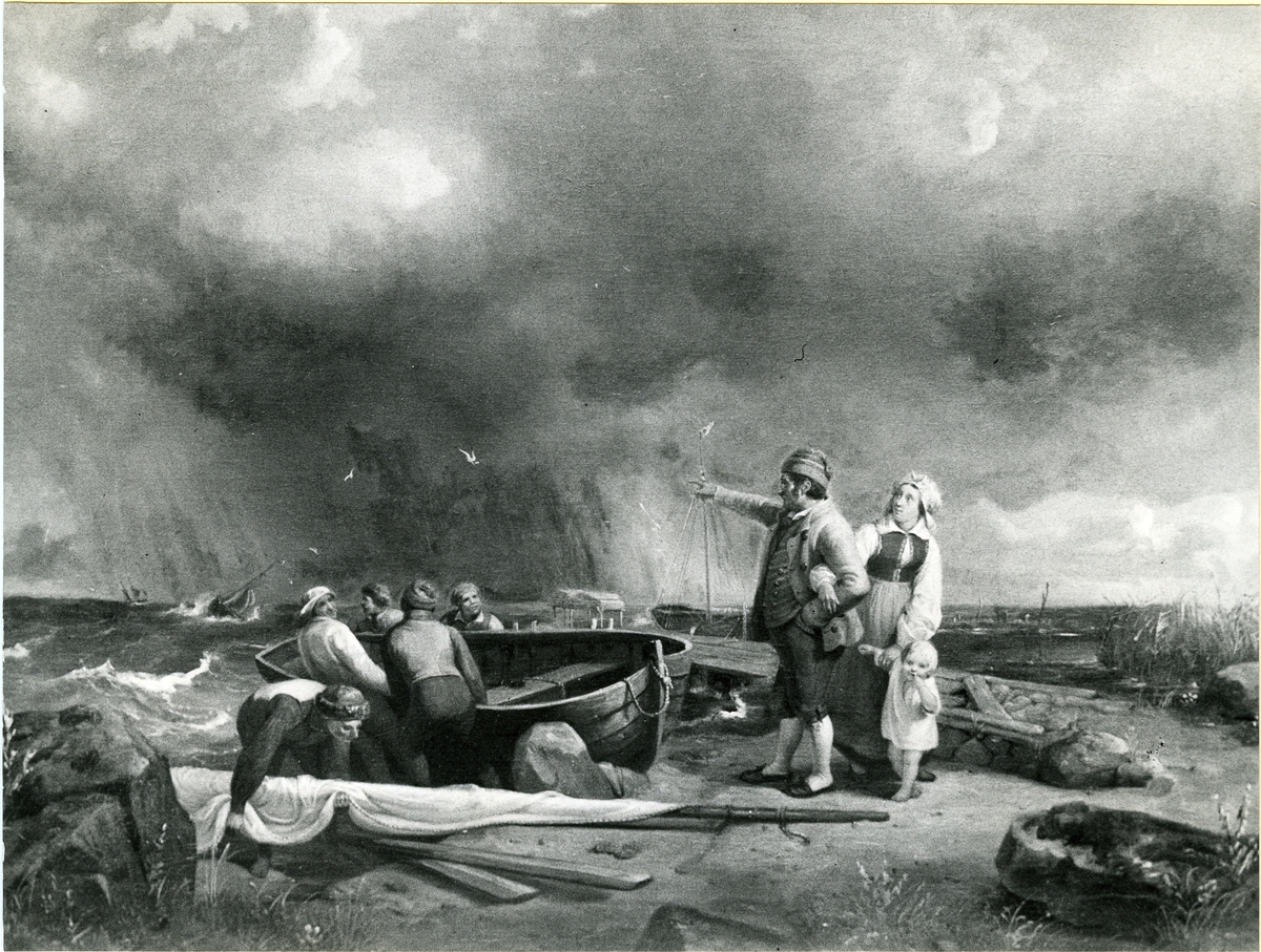 Okänd fotograf, Listerboar. Oljemålning 1850. Storlek 67 x 87 cm.