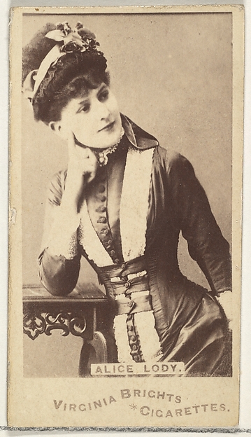 Allen & Ginter, Alice Lody, from the Actors and Actresses series (N45, Type 1) for Virginia Brights Cigarettes