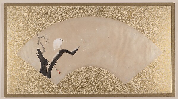 Shibata Zeshin, Egret on Tree Stump