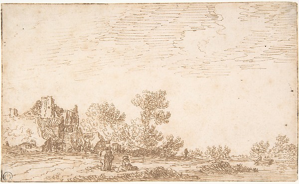 Jan van Goyen, Landscape with River and Three Figures