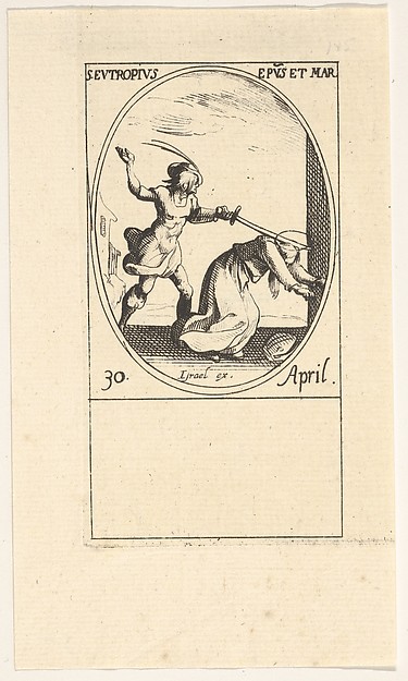 Jacques Callot, Martyrdom of Saint Eutropius, an oval composition, from "Les images de tous les saints et saintes de l'année" (Images of all the saints of the year)