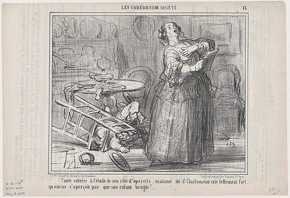 Honoré Daumier, Toute entière à l'étude de son rôle d'opérette..., from "Les Comediens de Société"