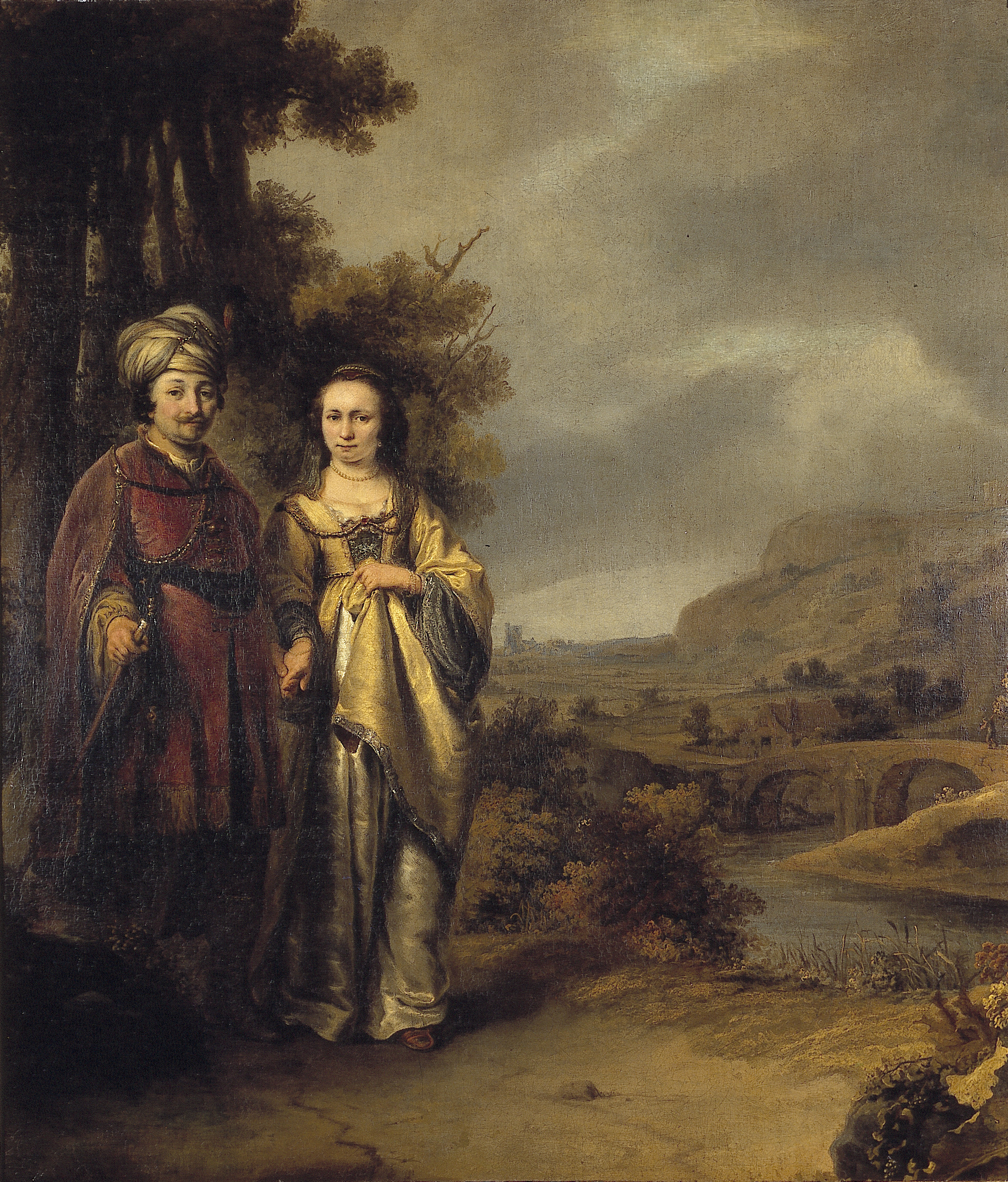 Ferdinand Bol, couple in landscape