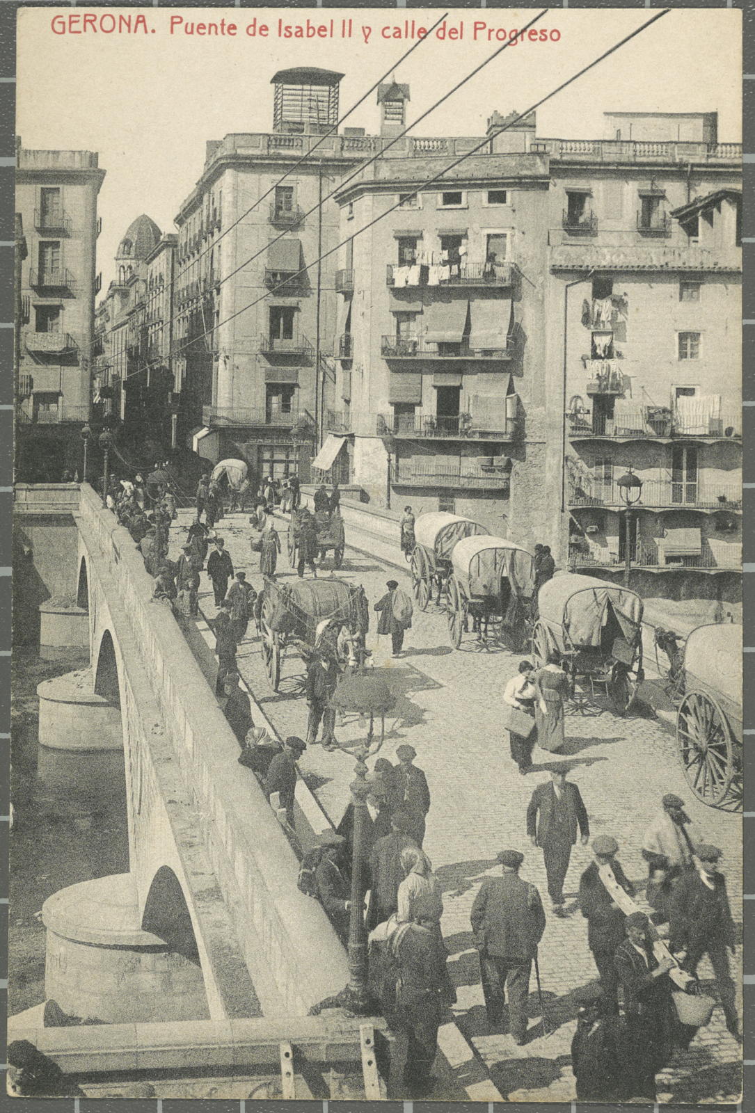 Desconegut, 77-Gerona. Puente de Isabel II i calle del Progreso