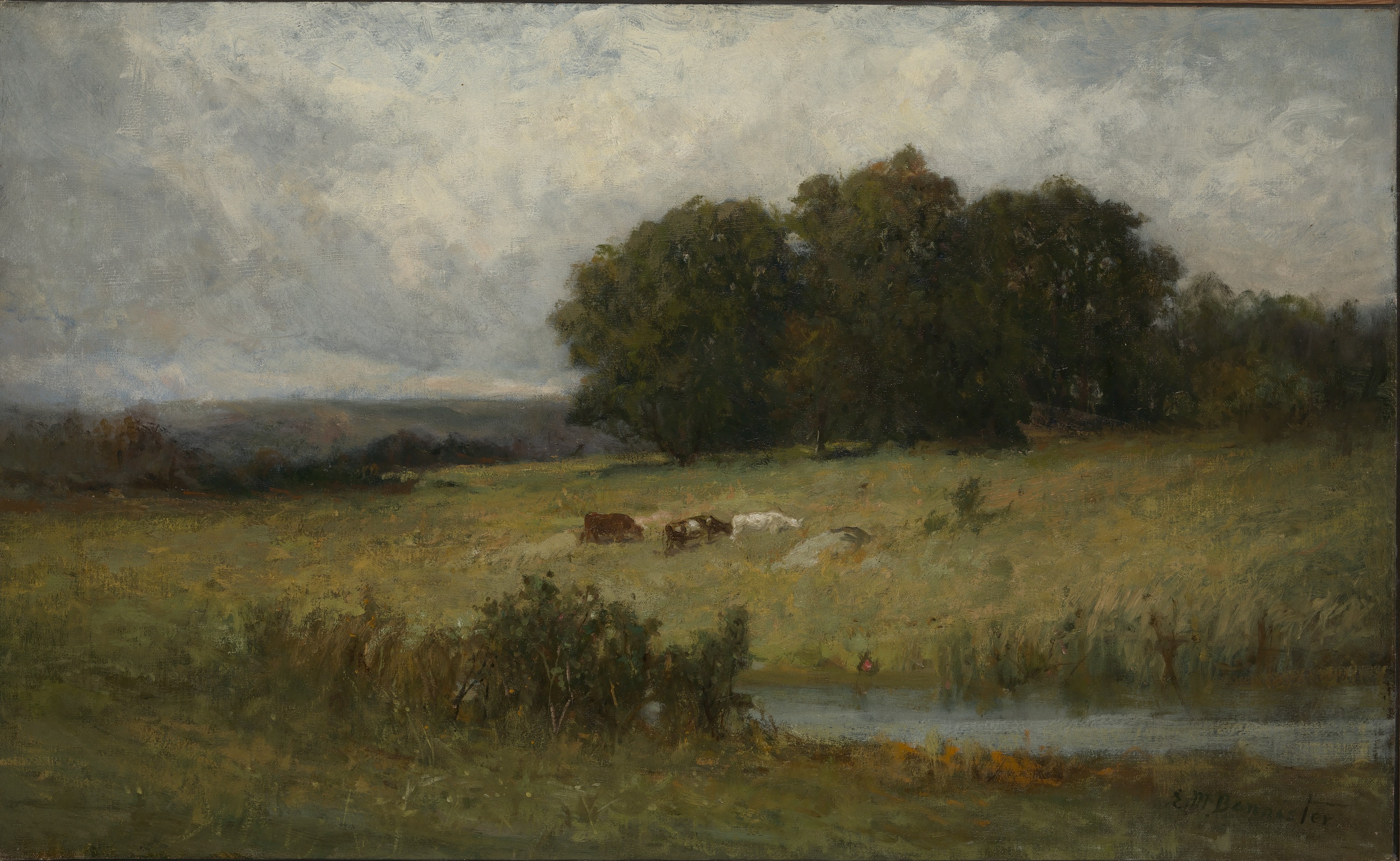 Edward Mitchell Bannister, Bright Scene of Cattle near Stream