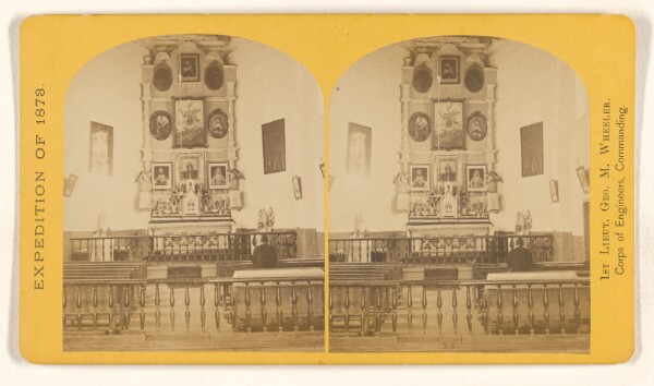 Timothy H. O'Sullivan, Altar, Church of San Miguel, Santa Fe, N.M. Many of the adornments are ancient and elaborated in the peculiar church-style...