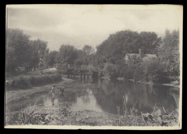 Gale, Lt. Col. Joseph, Children in a river by a bridge and cottage