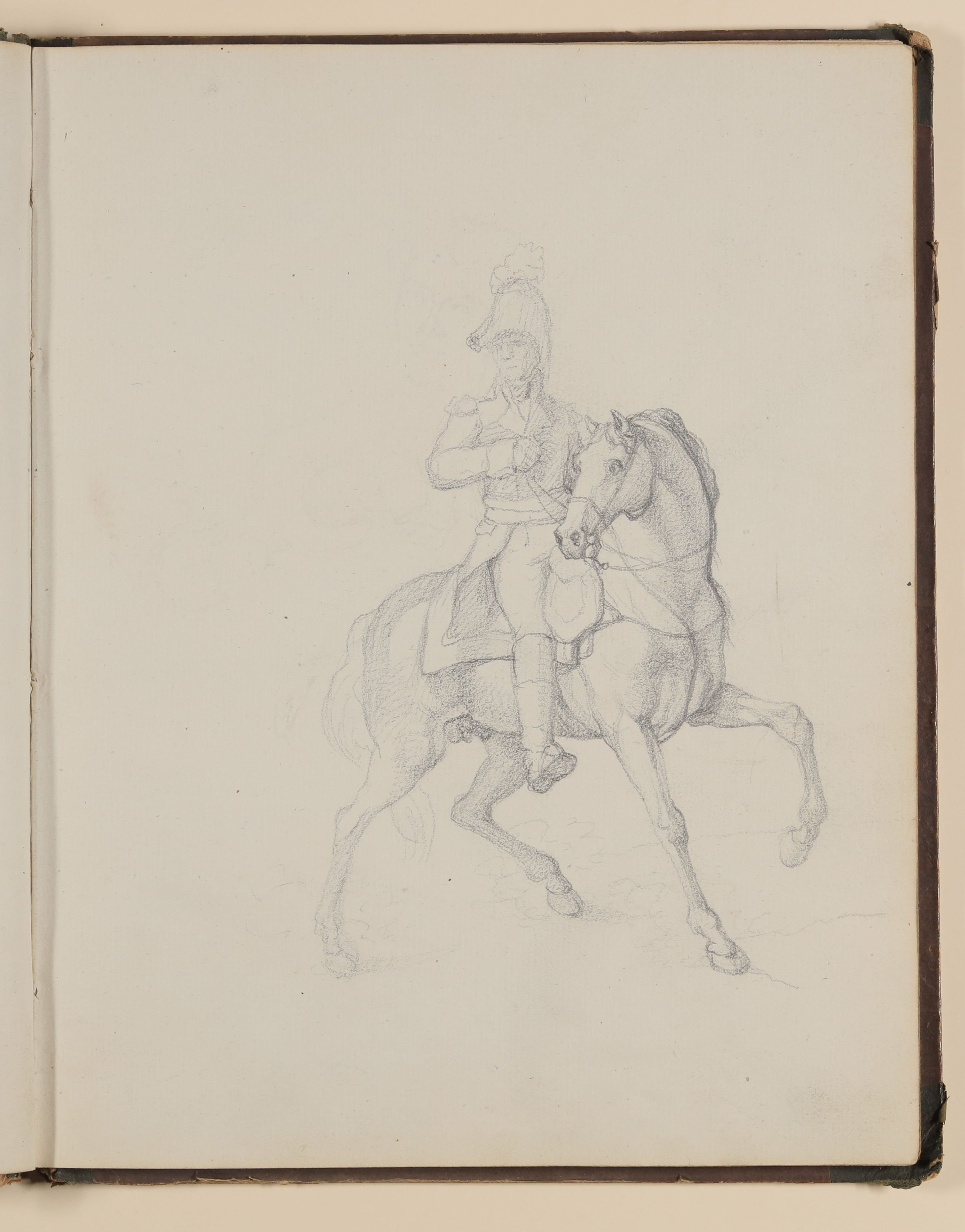 Louis Thomassin, Berittener Soldat auf seinem Pferd [aus einem Skizzenbuch von unbekannter Hand, evtl. des Louis Thomassin]
