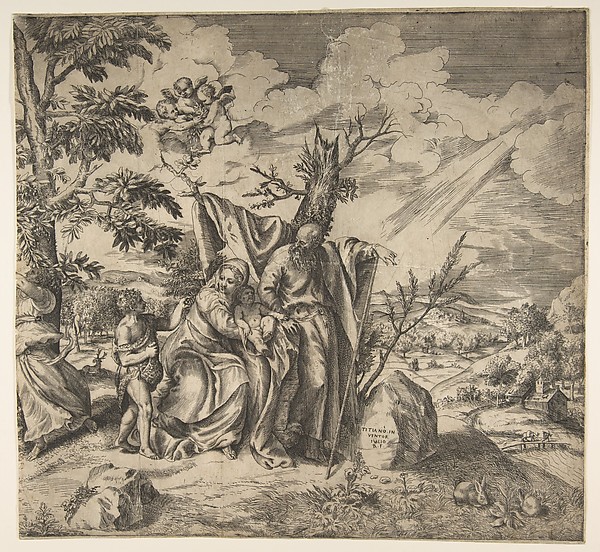Giulio Bonasone, The rest of the Holy Family on their flight to Egypt
