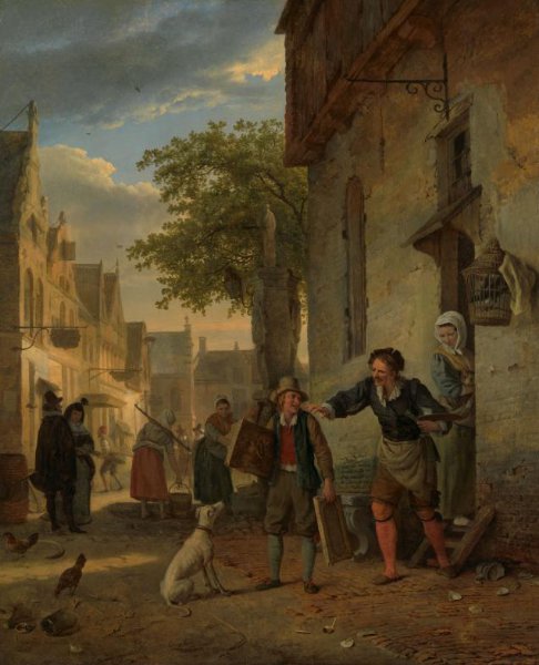 Ignatius Josephus Van Regemorter, Jan Steen Sends his Son to the Streets to Exchange Paintings for Beer and Wine