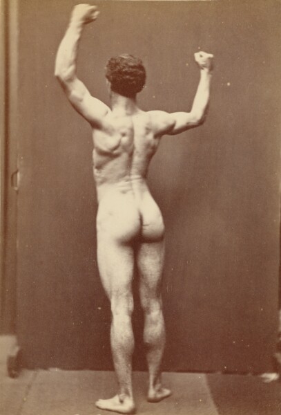 Unknown, [Male nude with arms raised]
