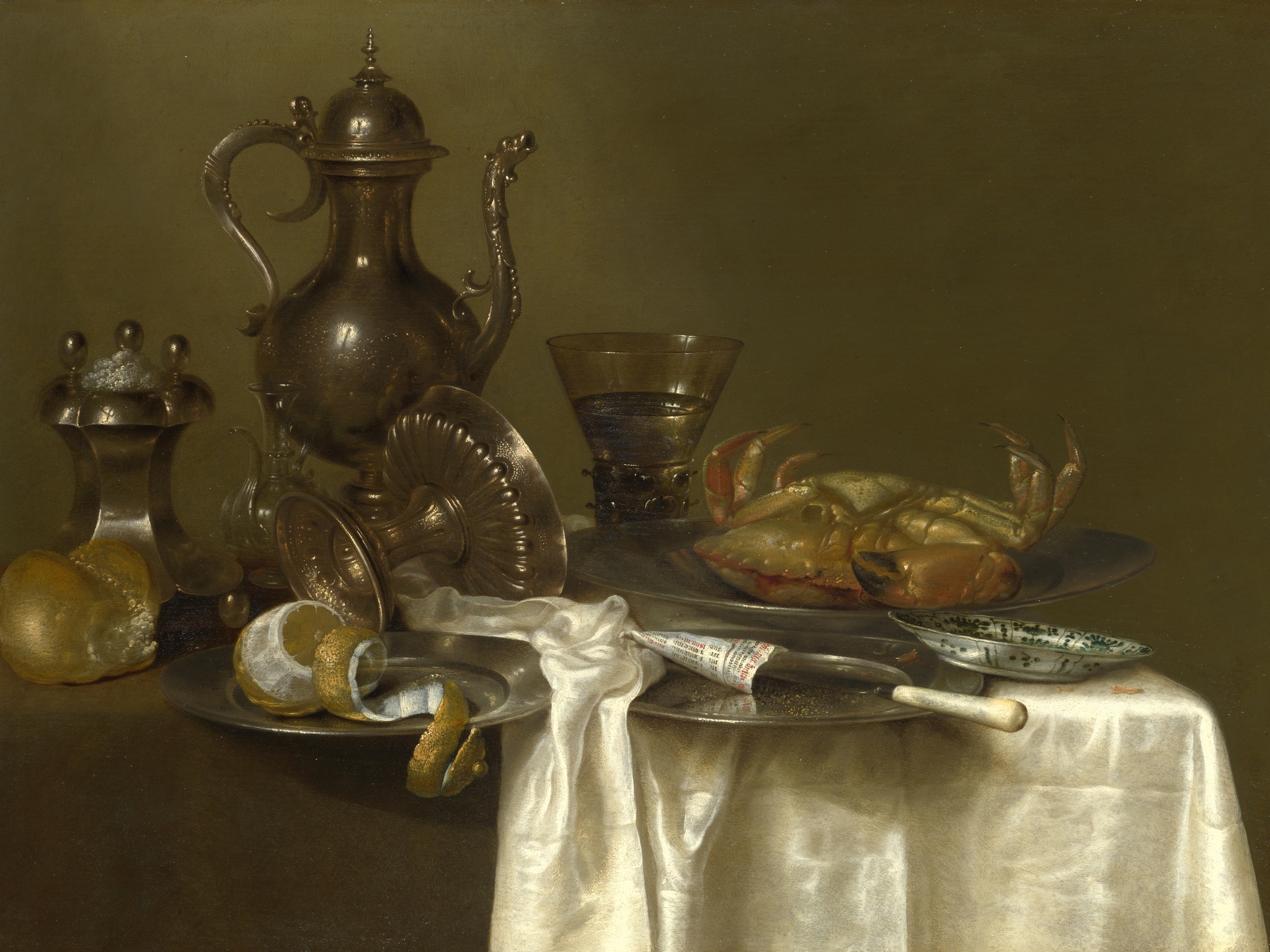 Willem Claesz. Heda, Still Life: Pewter and Silver Vessels and a Crab