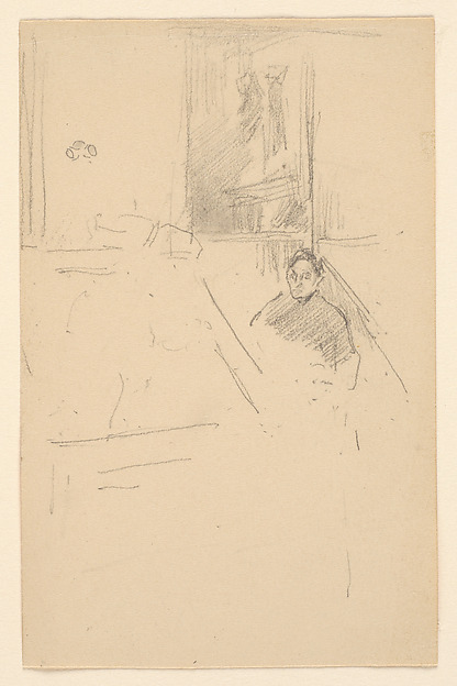 James McNeill Whistler, Museum Interior (?) with a Man Seated