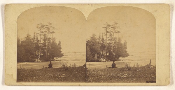 George Stacy, Lovers' Retreat and Rapids, Niagara. From Bath Island, above the American Fall, between the American side and Goat Island.