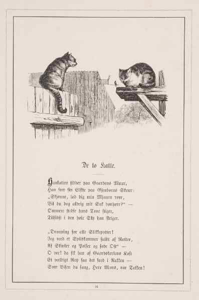 H.P. Hansen, De to Katte. Illustration til H.V. Kaalund, "Fabler for Børn"