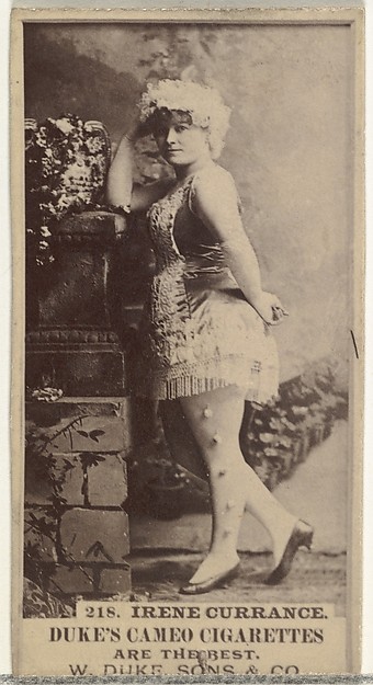 W. Duke, Sons & Co., Card Number 218, Irene Currance, from the Actors and Actresses series (N145-5) issued by Duke Sons & Co. to promote Cameo Cigarettes
