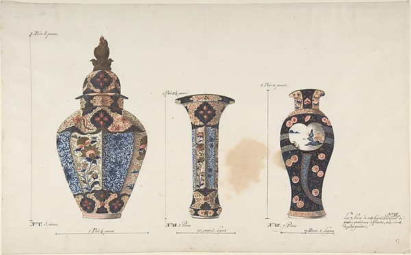 Anonymous, French, 18th century, Design for Three Vases