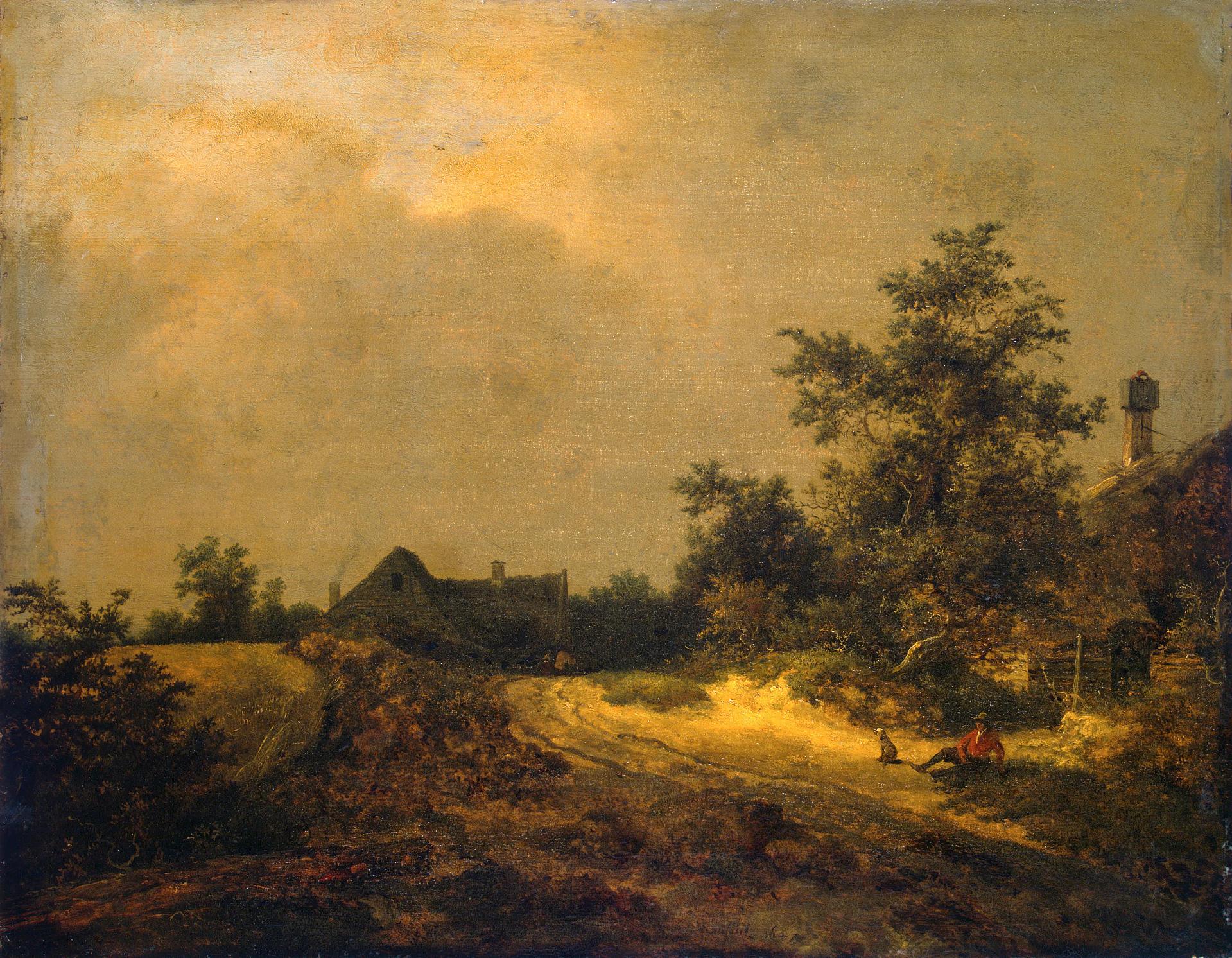 Jacob van Ruisdael, Landscape with some houses and a sand track