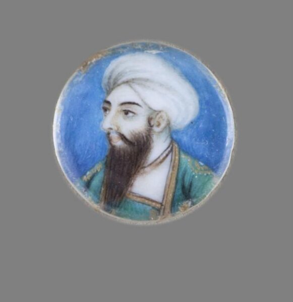 Unknown, One of twelve tiny paintings depicting Mughal emperors, Afghan and Sikh nobles, and Mughal ladies.