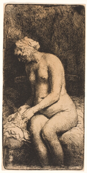 Rembrandt van Rijn, Kvindelig model, der bader sine fødder i en bæk