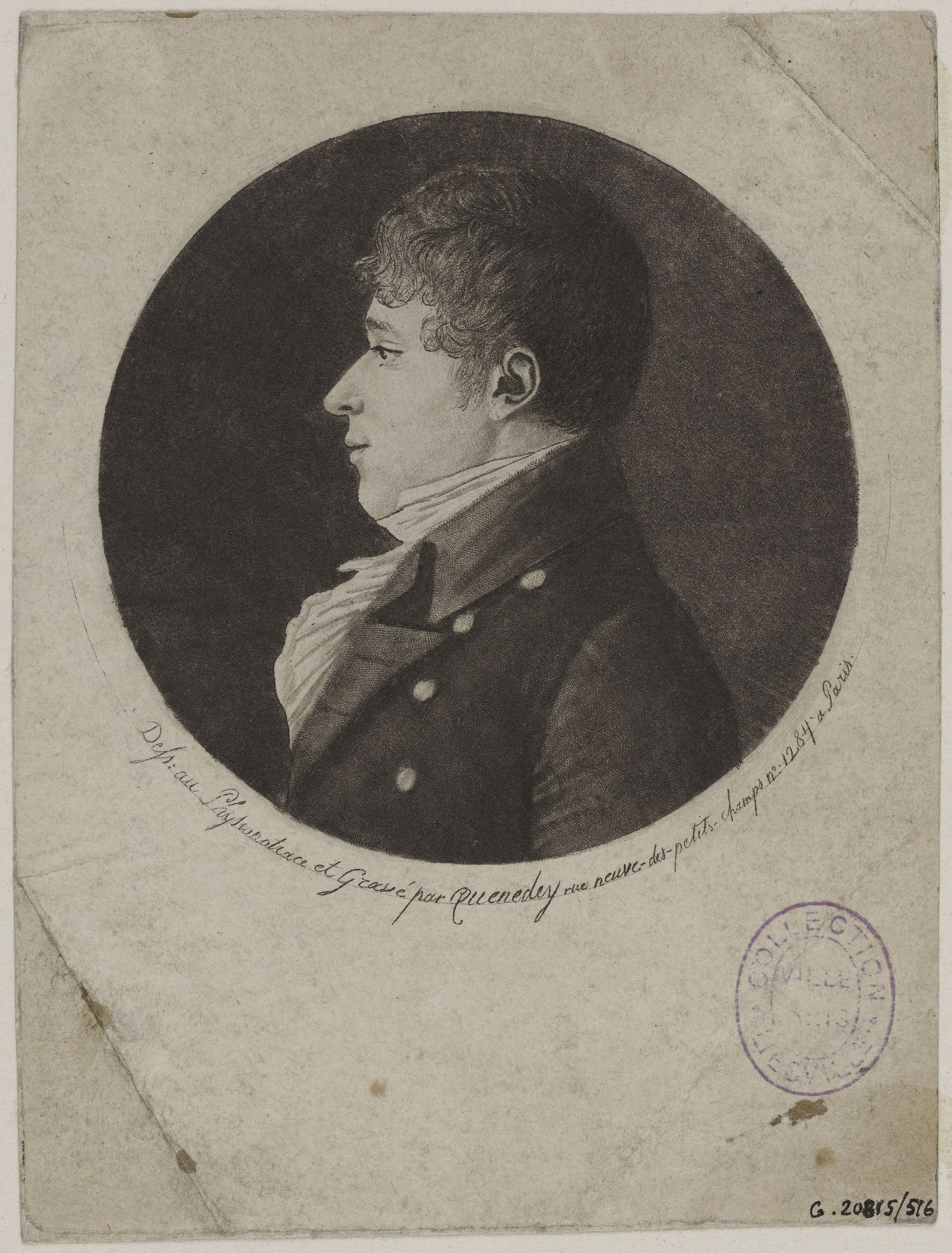 Edmé Quenedey, Portrait d'un homme, fin XVIIIème siècle/début XIXème siècle