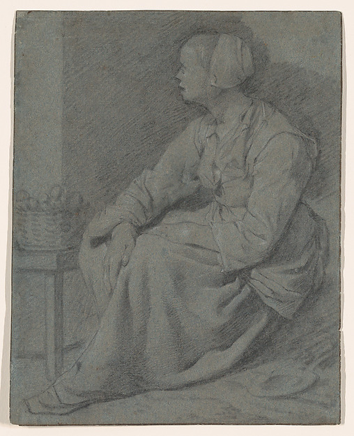 Cornelis Bega, A Woman Seated Near a Basket on a Stool