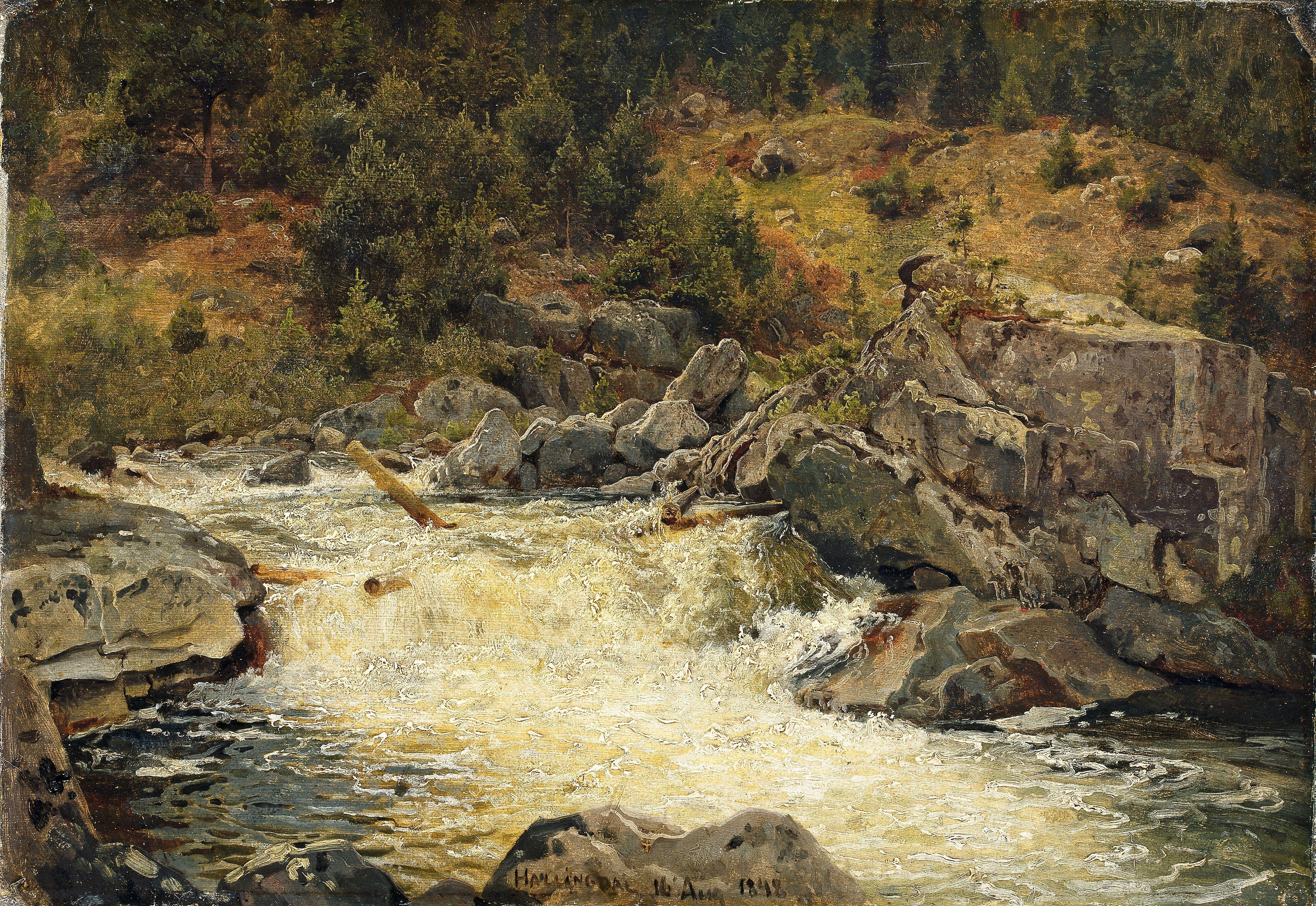 Hans Gude, Waterfall in Hallingdal