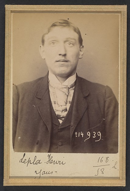 Alphonse Bertillon, Lepla. Henri, Florimond. 25 ans, né à Gand (Belgique). Anarchiste. 1/3/94.