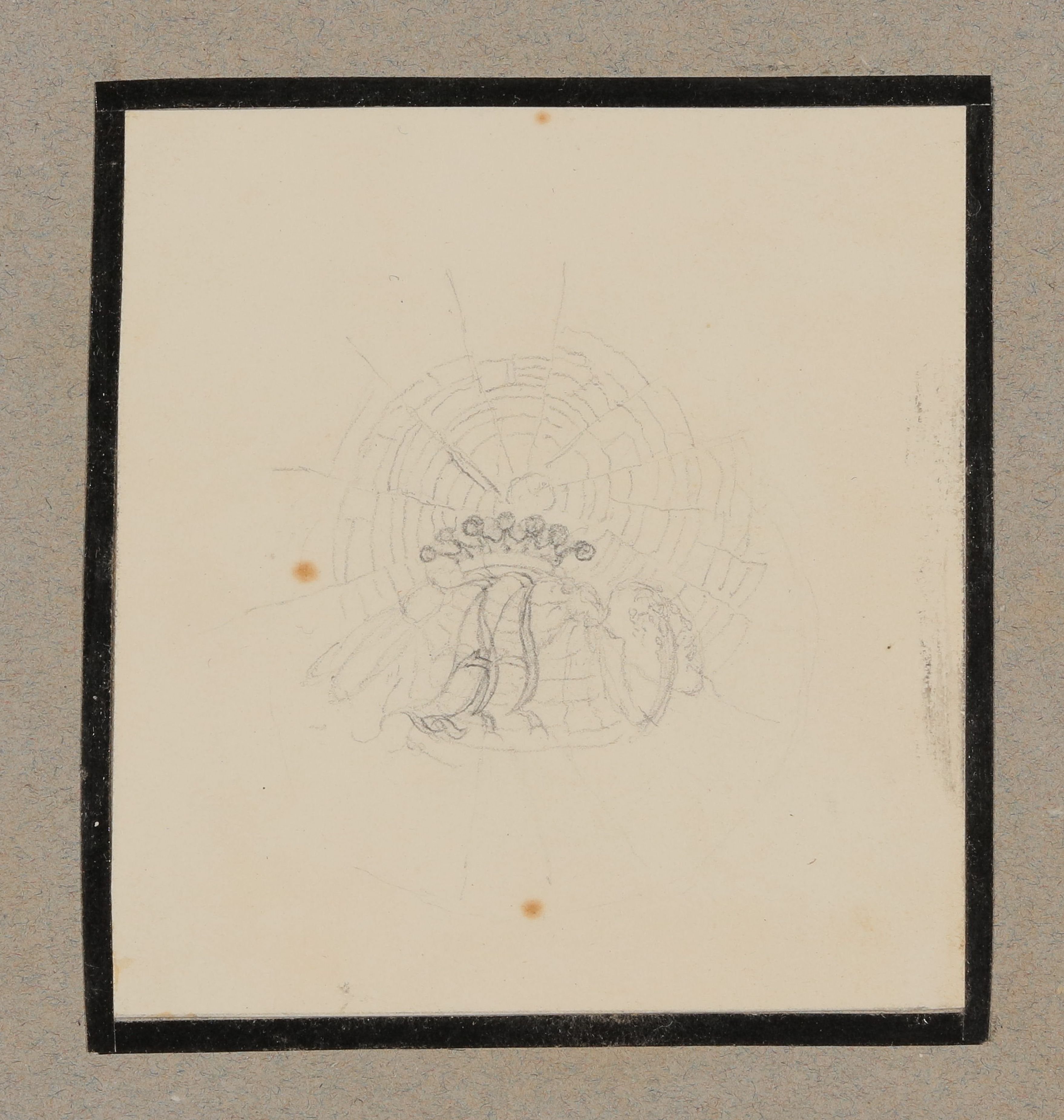 Armgart von Arnim, AA mit Krone, Insekten und Spinnennetz, Skizze [aus der "geblümten Kassette"]