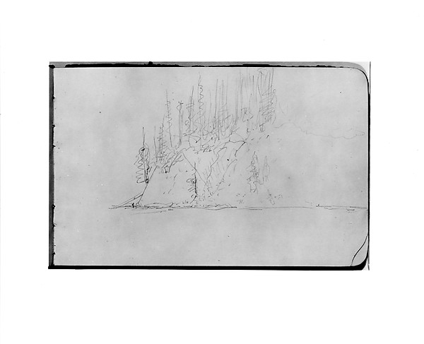 Albert Bierstadt, Sketch of a Cliffside with Trees (from Sketchbook)
